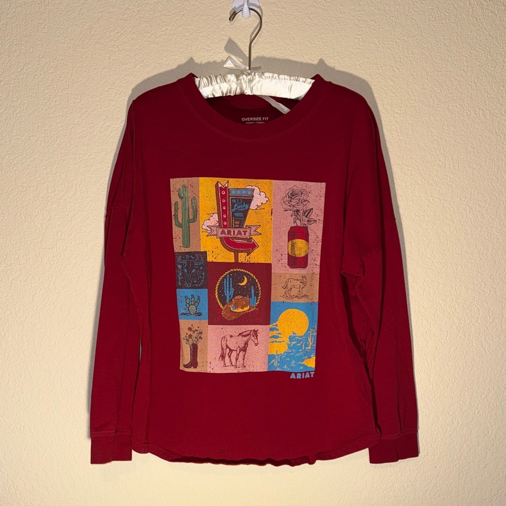 Ariat Red Long Sleeve with Graphic Blocks